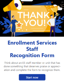 Poster with animated images of people with stars and awards, encouraging staff to recognize their colleagues.