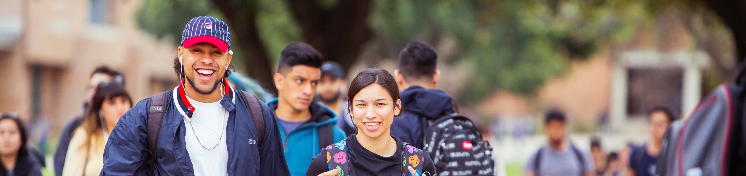 A group of students walking to class